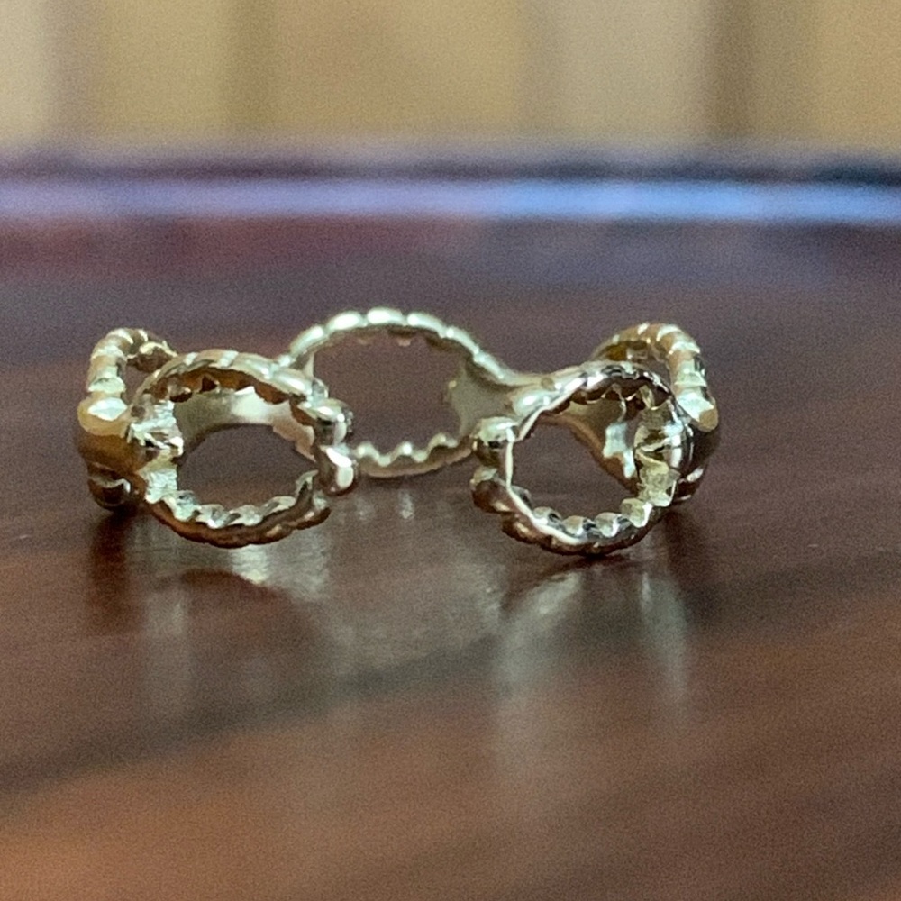 New 18K Gold Plated Titanium Steel Chain Link Ring - Picture 3 of 5